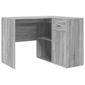 vidaXL Kutni stol s ladicama s policom Siva Sonoma 102 x 88 x 75 cm