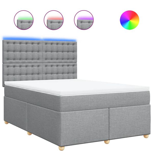 vidaXL Krevet box spring s madracem svjetlosivi 140x200 cm od tkanine