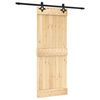 vidaXL Klizna vrata Prirodna i crna 80 x 210 cm Čvrsta borovina