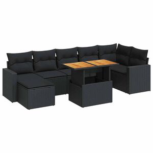 vidaXL 8-dijelni set vrtnih sofa od poliratana s jastucima crni