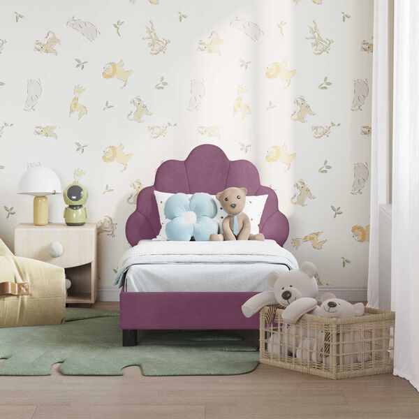 vidaXL Okvir kreveta za malu djecu s naslonom Ljubičasta 70 x 140 cm