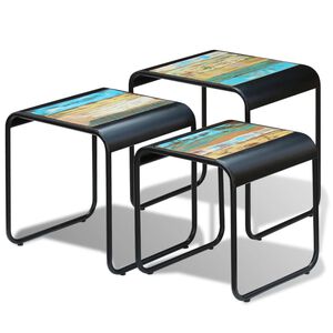 vidaXL 3-dijelni set uklapajućih stolića od masivnog obnovljenog drva