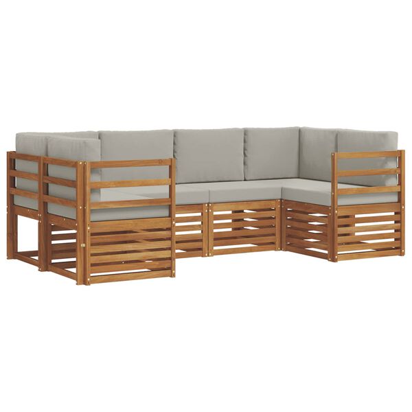 vidaXL Setovi sofa 6 pcs Prirodna i svijetlo siva Čvrsto drvo akacije