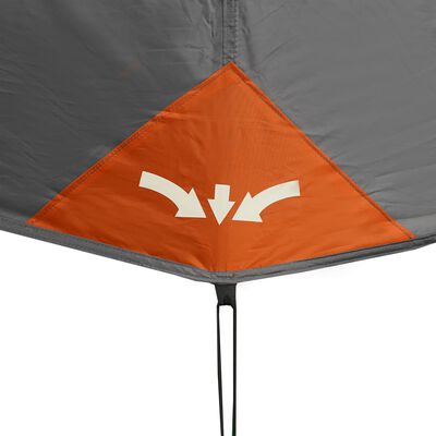 vidaXL Obiteljski šator LED za 9 osoba sivo-narančasti brzo otpuštanje