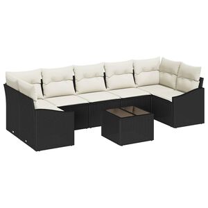 vidaXL Set sofe s jastukom s pohranom 8 pcs Crna i Krema poliratan