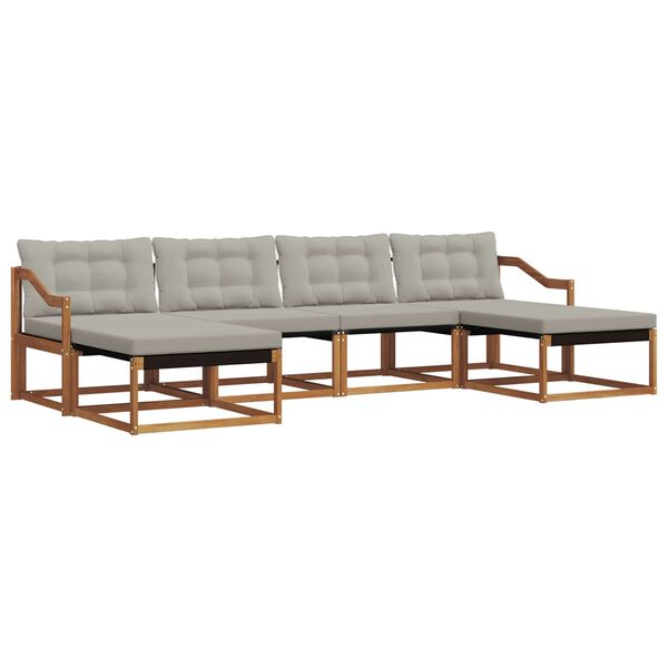 vidaXL Set vanjskih sofa s jastukom 6 pcs Prirodna i svijetlo siva