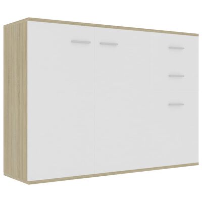 vidaXL Komoda bijela i boja hrasta 105 x 30 x 75 cm konstruirano drvo