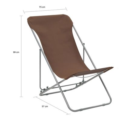 vidaXL Sklopive stolice za plažu 2 kom čelik i tkanina Oxford smeđe