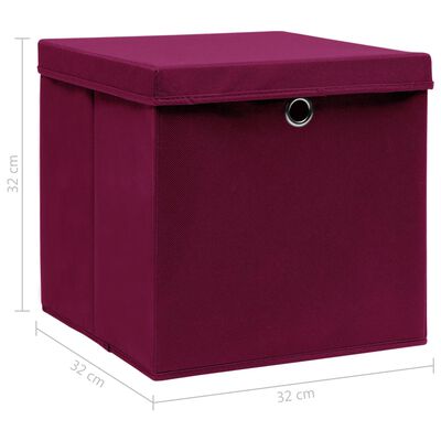 vidaXL Kutije za pohranu s poklopcima 4 kom tamnocrvene 32x32x32 cm