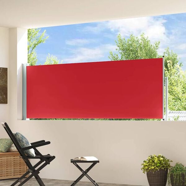 vidaXL Uvlačiva bočna tenda za terasu 100 x 300 cm crvena