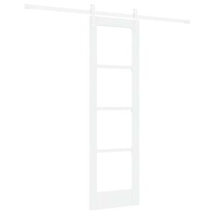 vidaXL Klizna vrata 61 x 198,5 cm Masivna borovina i staklo Bijelo