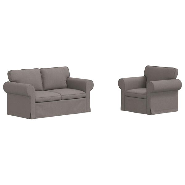 vidaXL Sofa 2 pcs Sivo-smeđa 155 x 82 x 80 cm tkanina