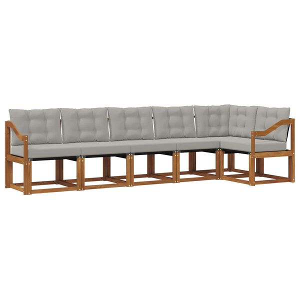 vidaXL Set vanjskih sofa s jastukom 6 pcs Prirodna i svijetlo siva