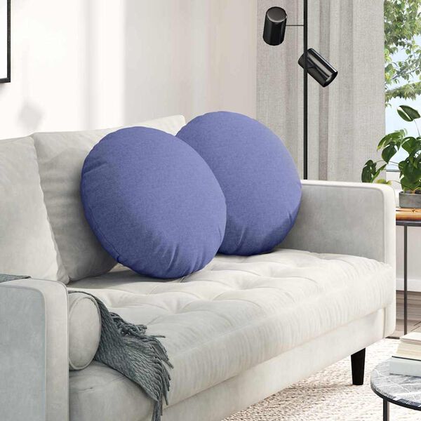 vidaXL Jastučići za sjedenje 2 pcs Traper plava Ø50 x 19 cm tkanina