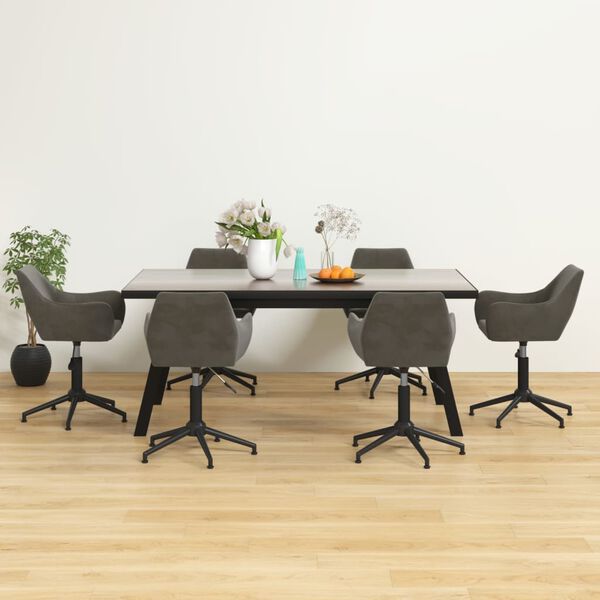 vidaXL Okretne blagovaonske stolice 6 kom tamnosive bar&scaron;unaste