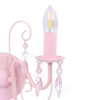 vidaXL Zidna svjetiljka s perlama ružičasta 2 x žarulja E14