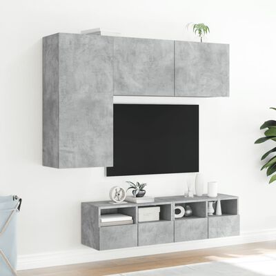 vidaXL 4-dijelni zidni TV elementi svjetlima boja betona drveni