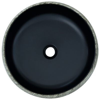 vidaXL Nadgradni umivaonik crno-sivi okrugli Φ 41 x 14 cm keramički