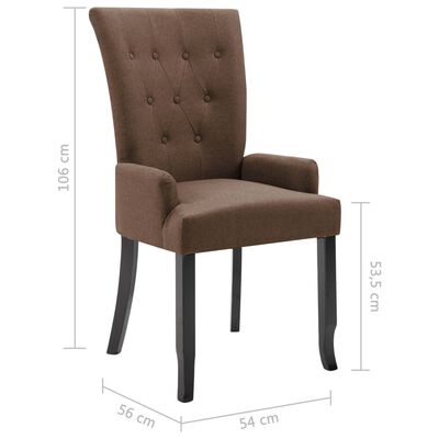 vidaXL Blagovaonska stolica od tkanine s naslonima za ruke 4 kom smeđe