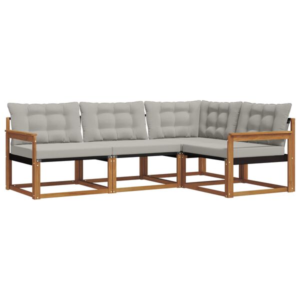 vidaXL Set vanjskih sofa s jastukom 4 pcs Prirodna i svijetlo siva