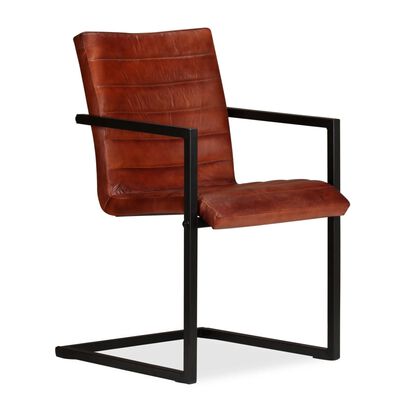 vidaXL Blagovaonske stolice od prave kože 2 kom smeđe