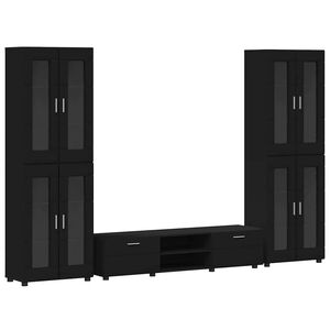 vidaXL Set TV komoda s ladicama FLORIN Crna Konstruirano drvo
