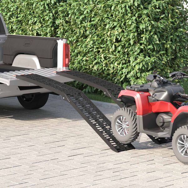 vidaXL Rampe za Utovar 2 pcs Crna 222 x 29 x 14 cm Aluminij