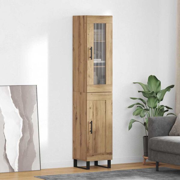 vidaXL Highboard Umjetnički hrast 34,5 x 34 x 180 cm Konstruirano drvo