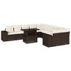 vidaXL 11-dijelni set vrtnih sofa od poliratana s jastucima smeđi
