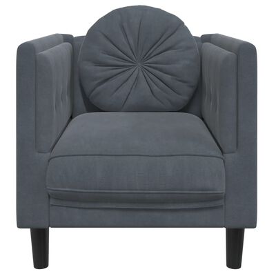 vidaXL Fotelja s jastukom tamnosiva baršunasta