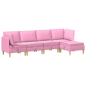 vidaXL Modularni set sofe sa skladi&scaron;tem 5 kom. Ružičasta Tkanina