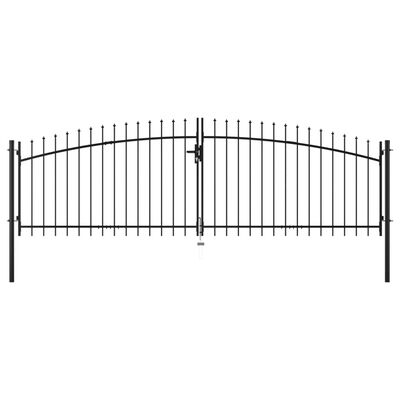vidaXL Dvostruka vrata za ogradu s ukrasnim kopljima 400 x 200 cm