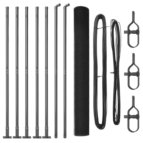 vidaXL Stup za ogradu Siva 10 x 1,6 m (25 x 25 mm mreža) Čelik i PVC