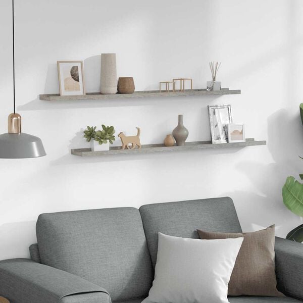 vidaXL Zidne police 2 kom siva boja betona 100 x 9 x 3 cm