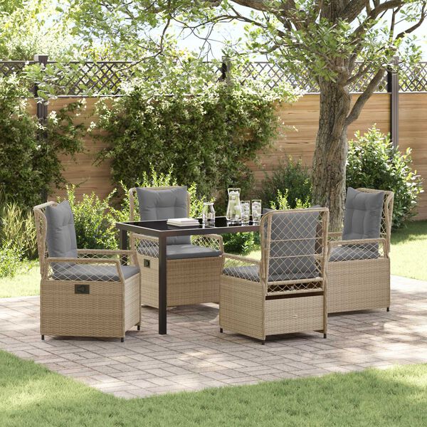 vidaXL Vrtni set za objed 5 pcs Bež i svijetlo siva poliratan