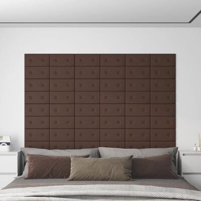 vidaXL Zidne ploče od umjetne kože 12 kom smeđe 30 x 15 cm 0,54 m²