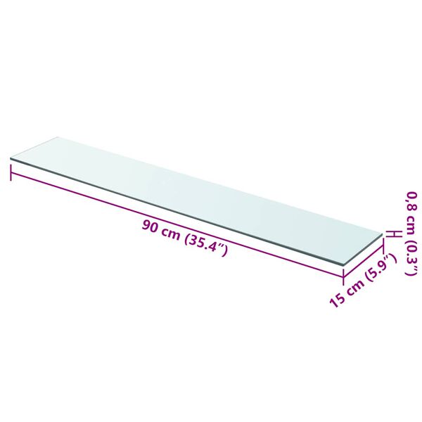 vidaXL Ploče za police 2 kom staklene prozirne 90 x 15 cm