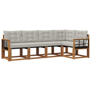 vidaXL Set vanjskih sofa s jastukom 5 pcs Prirodna i svijetlo siva