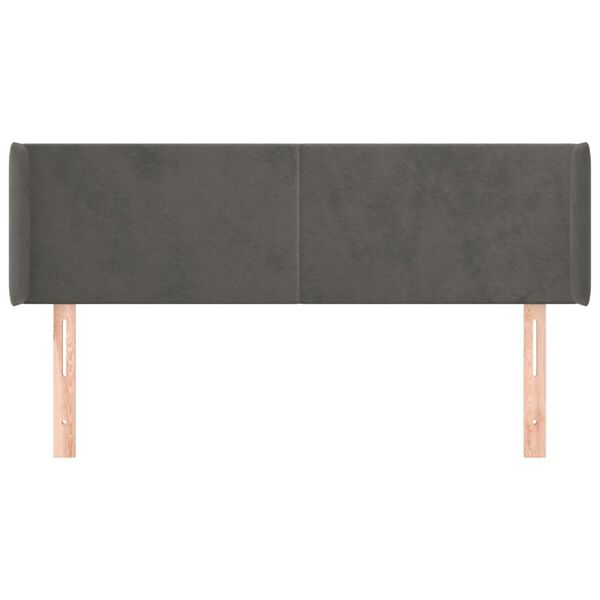 vidaXL Uzglavlje s ušima tamnosivo 147x16x78/88 cm baršunasto