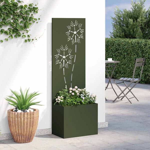 vidaXL Privatnost u vrtu Cvjetni Maslinovo zelena 50 x 140 cm