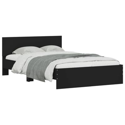 vidaXL Okvir za krevet s uzglavljem i LED crni 135x190 cm