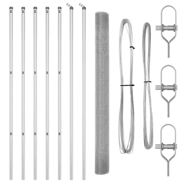 vidaXL Stup za ogradu Srebrno 25 x 1,5 m (19 x 19 mm mreža) Čelik