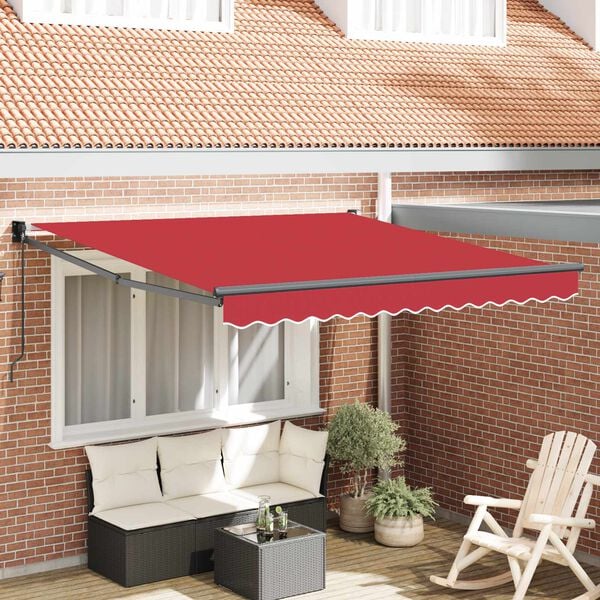 vidaXL Skrovita tenda Crvena 350 x 250 cm Poliester i aluminij