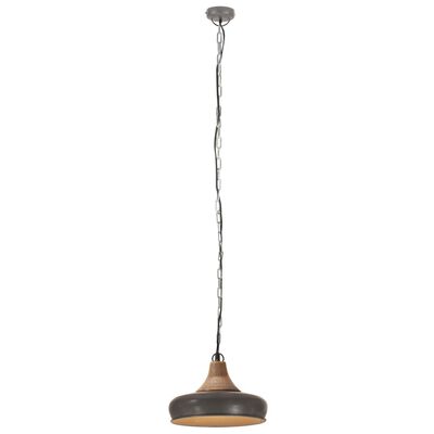 vidaXL Industrijska viseća svjetiljka siva od željeza i drva 26 cm E27
