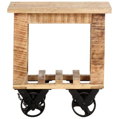 vidaXL Bočni stolić s kotačima 40 x 40 x 42 cm od grubog drva manga