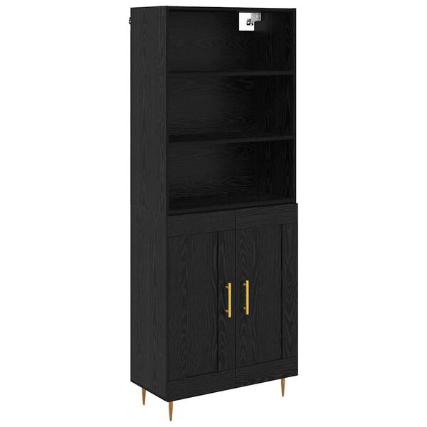 vidaXL Highboard Crni hrast 69,5 x 34 x 180 cm Konstruirano drvo