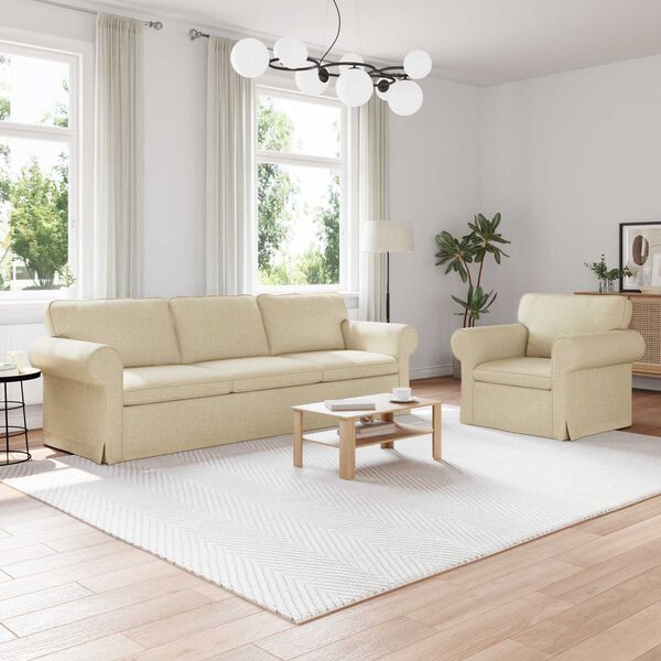 vidaXL Sofa 210cm 2 pcs Krema Metal