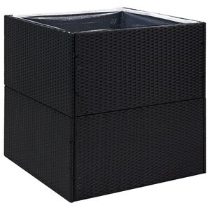vidaXL Vrtna sadilica crna 80 x 80 x 80 cm od poliratana
