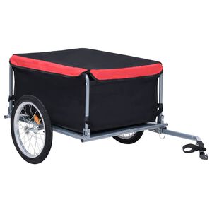 vidaXL Prikolica za bicikl crno-crvena 65 kg