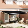 vidaXL Skrovita tenda Crna 450 &times; 300 cm Poliester i metal